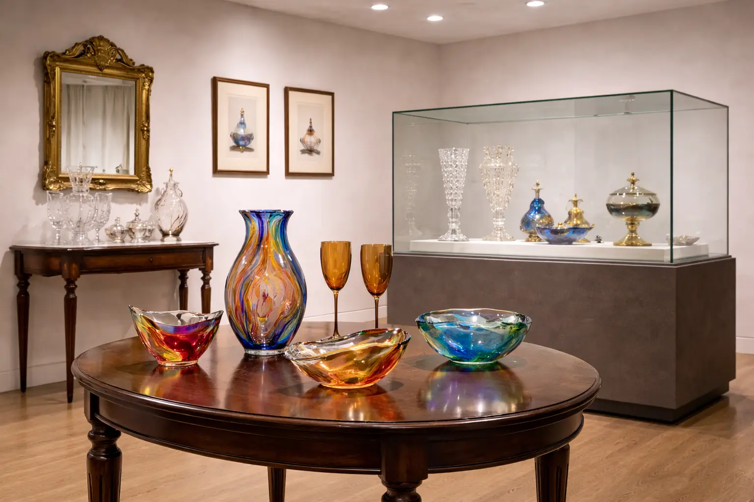 Glas Raum mit drei Bereichen